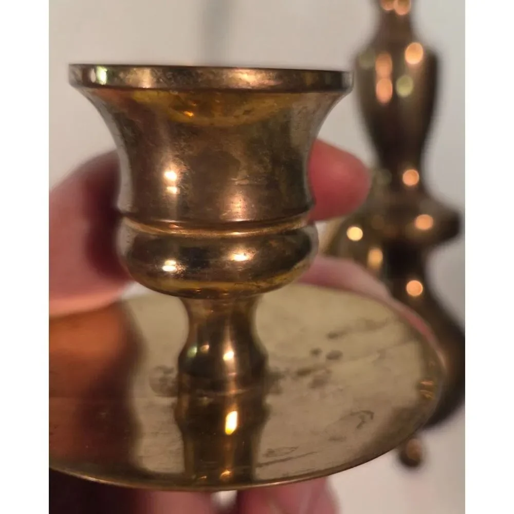 Vintage Solid Brass Wall Sconces Pair Traditional Taper Candle Holders